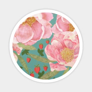 Strawberry and peony Magnet